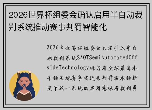 2026世界杯组委会确认启用半自动裁判系统推动赛事判罚智能化